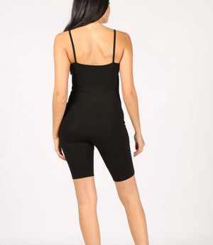 Spaghetti Strap Bodycon Romper(Black)