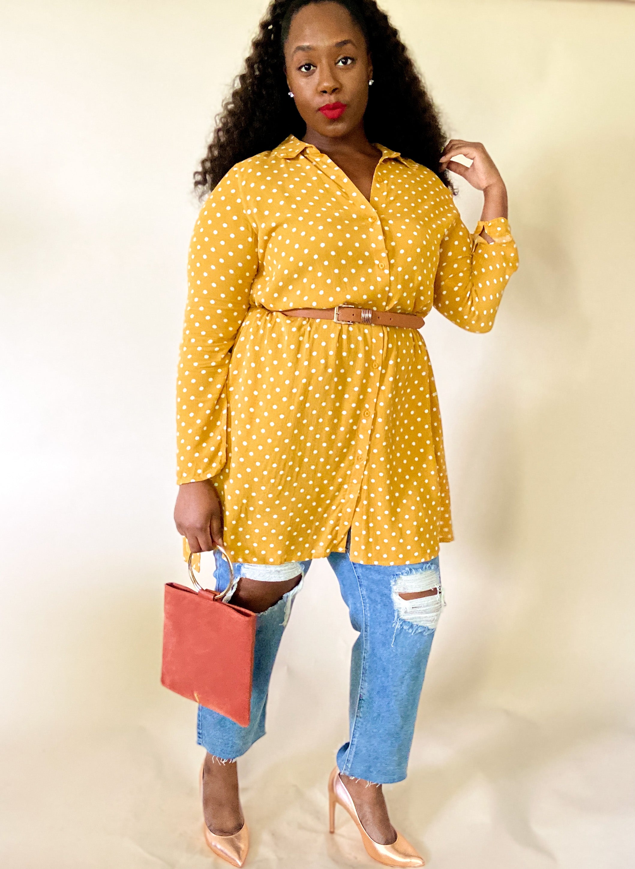 Poke A Dotted Sun Shirt Dress