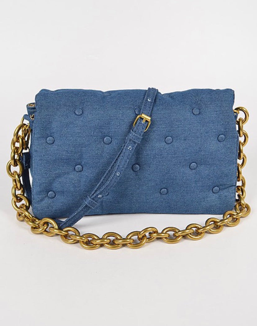 Denim Embossed Clutch