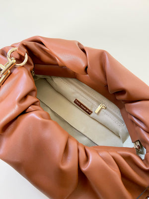 Ruched Chain Handbag (Camel)