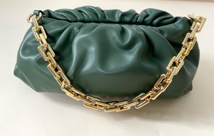 Ruched Chain Handbag (Olive)