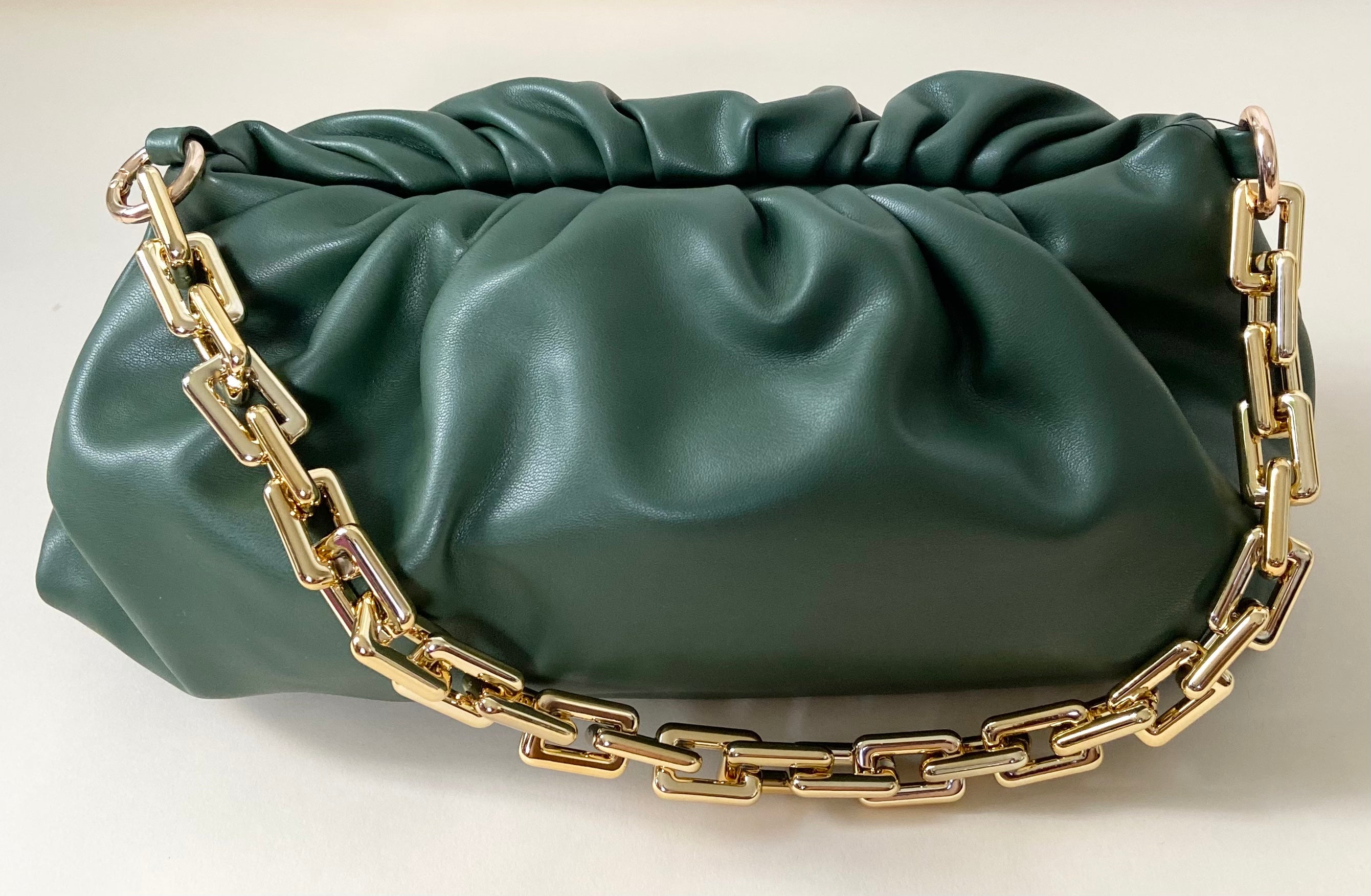 Ruched Chain Handbag (Olive)