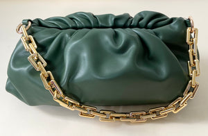 Ruched Chain Handbag (Olive)