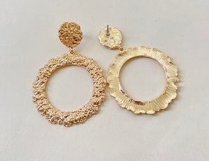 Gold Nugget Hoop Earrings