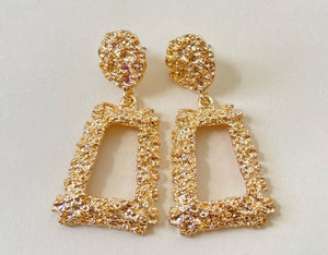 Gold Nugget Casting Dangling Earrings