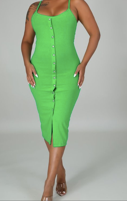Green Rib Midi Dress