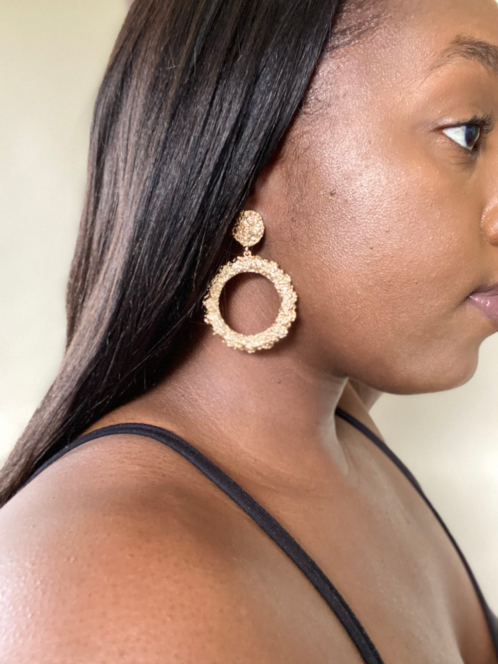 Gold Nugget Hoop Earrings